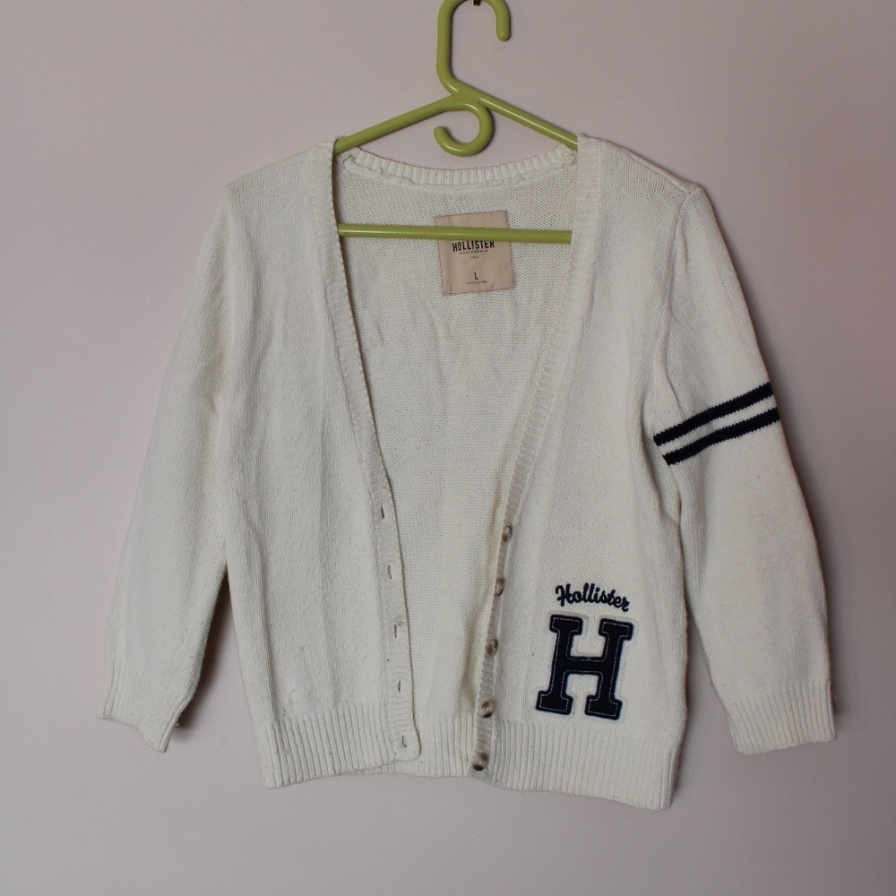 Collegiate Letterman Retro Style Cheerleader Knit Cardigan from Hollister